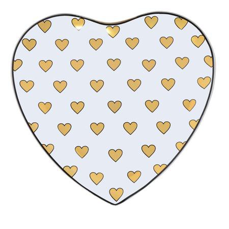 Dupla Prato em Formato de Coração Estampado Grande Vidro 24x25cm