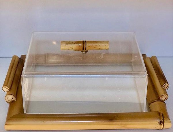 Porta Frios Bambu Natural c/ Tampa de Acrílico