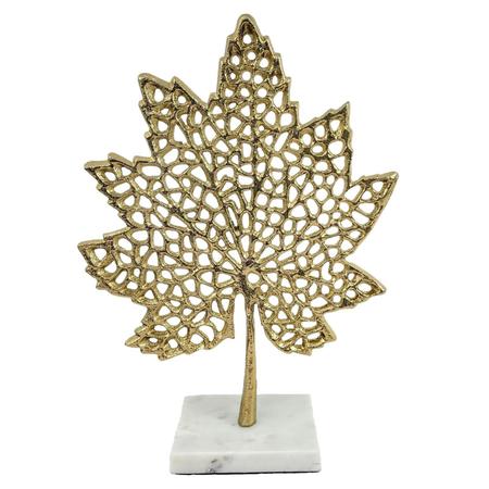 Escultura Folha Decorativa c/ Base de Marmore 32cm - Mabruk