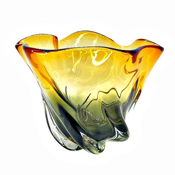 Centro de Mesa Murano em Âmbar e Preto 31x25x21cm - Mabruk