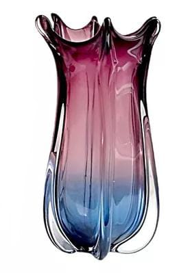 Vaso Decorativo Murano Azul e Lilás 33cm - Mabruk