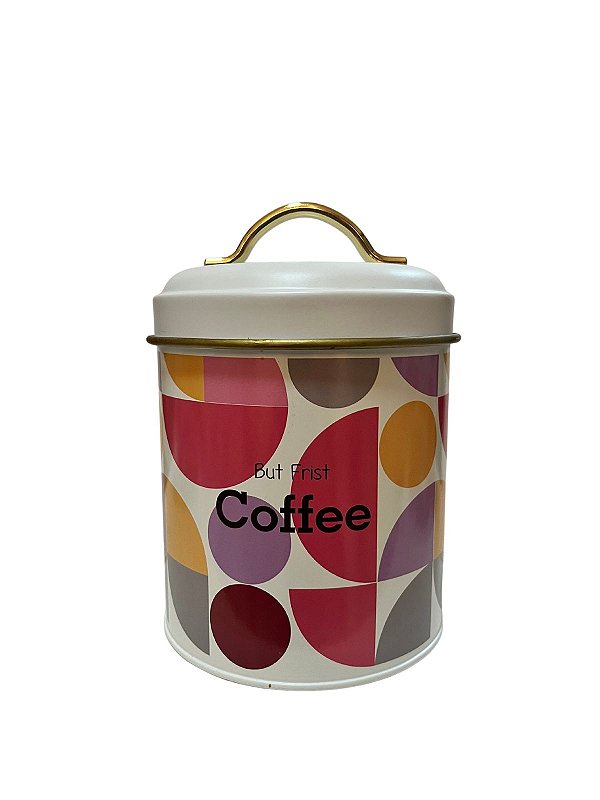 Pote Mantimento Metal 15cm Coffee Geométrico c/ Tampa