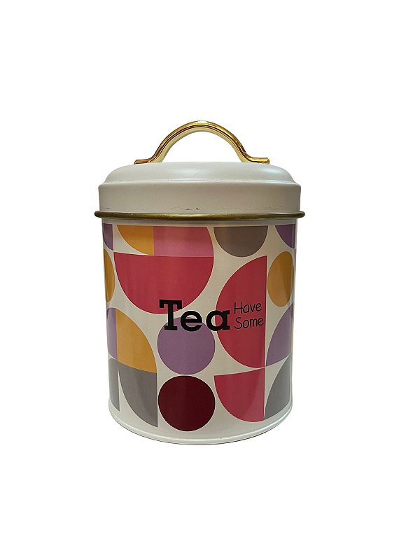 Pote Mantimento Metal 15cm Tea Geométrico c/ Tampa