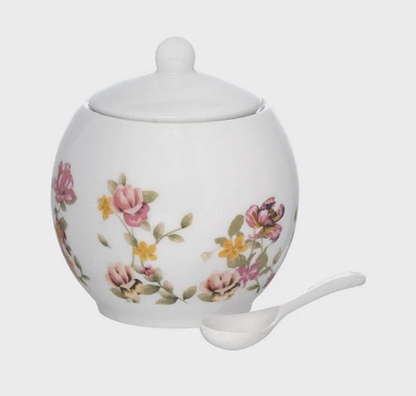 Açucareiro c/ Colher Le Jardim em Porcelana 350ml