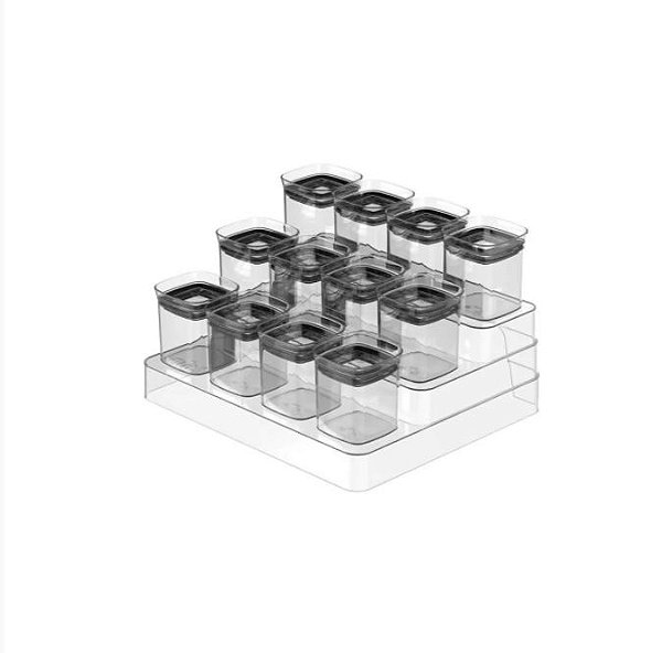 Kit Organizador de Temperos Multinível Block 13 peças Natural