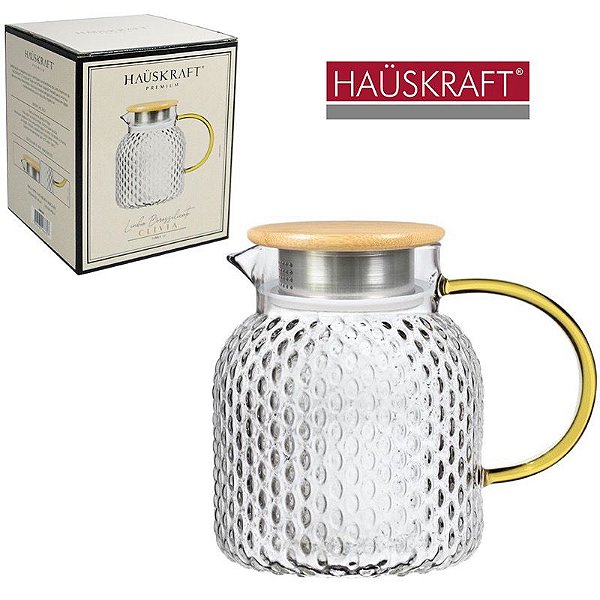 Jarra Borossilicato Clívia c/ Tampa em Babmbu 1L