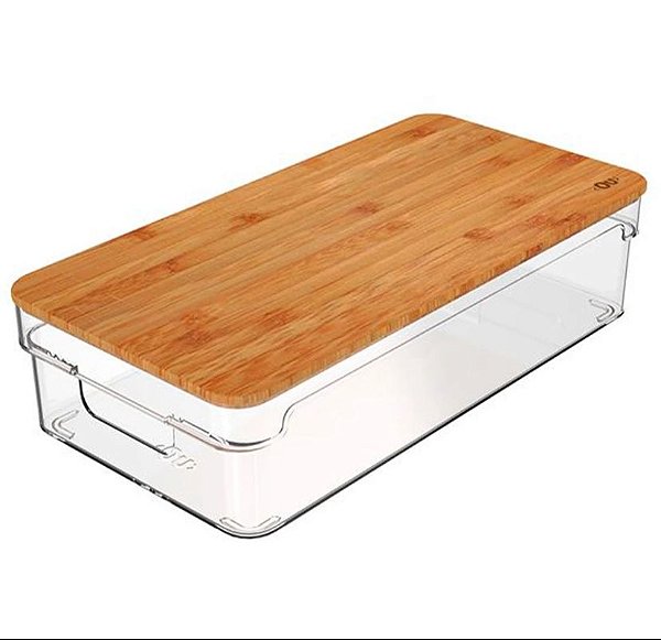 Organizador Caixa Organizadora Clear com Tampa de Bambu 3,5L - OU