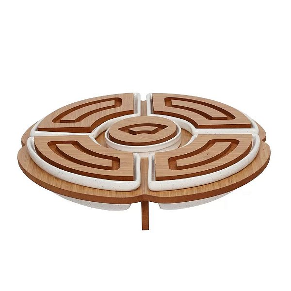 Jogo de Petisqueiras em Cerâmica c/ Suporte em MDF 6 Peças