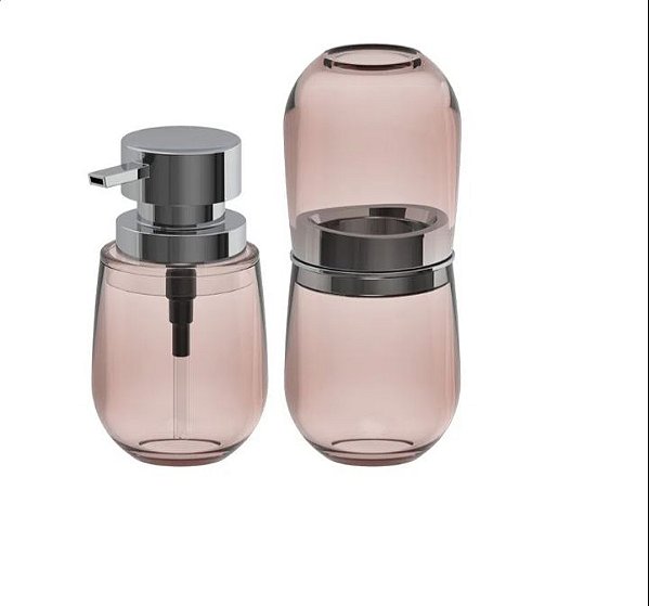 Kit Porta Escova de Dente + Porta Sabonete Líquido Belly Fresh - Rosa Duna