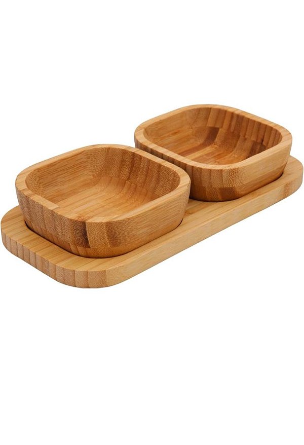 Mimo Style Jogo Petisqueira Ecokitchen Com Base - Conjunto Contém Dois Recepientes e Um Suporte