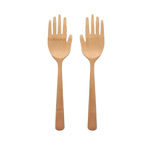 Pegador De Saladas De Bambu De Mãozinha - Oikos