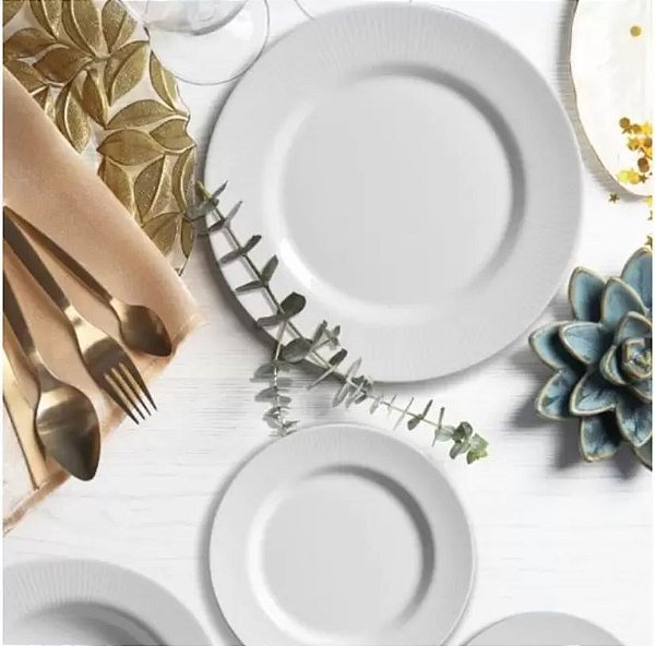 Aparelho Jantar 24pcs  Plissan Relevo Branco - Alleanza