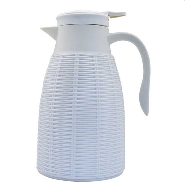 Garrafa Térmica Revestida c/ Rattan 1L L18xP14,5xA26,5cm Branca