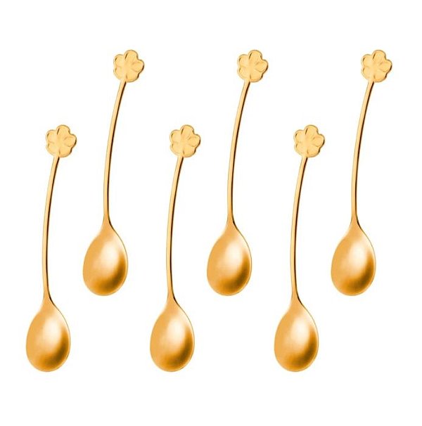 Jogo de 6 Colheres Romantique em Aço Inox Dourada