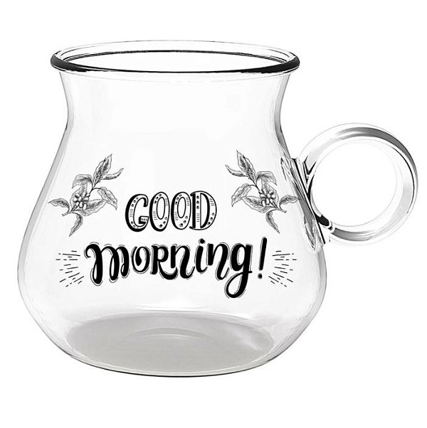 Jogo de 2 Xícaras Coffee Time em Vidro Borossilicato 350ml