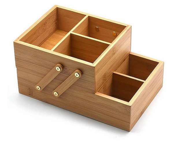 Caixa Organizadora de Bambu 2 Andares