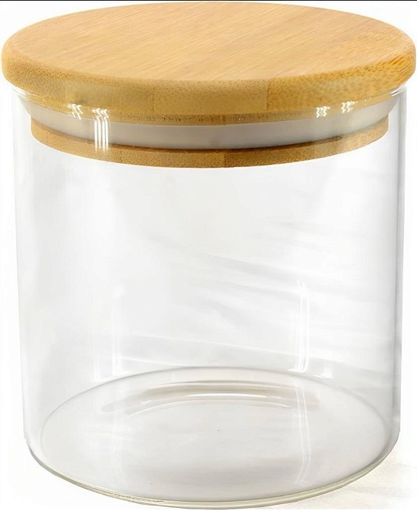 Pote Mantimento 500ml Vidro c/ Tampa Bambu