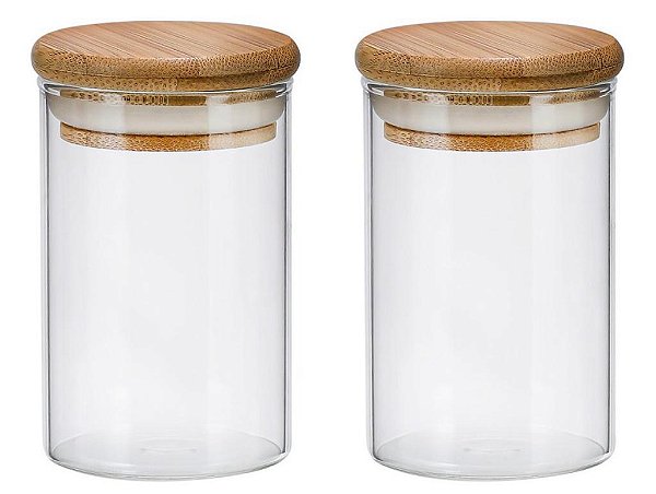 Pote Mantimento 110ml Vidro c/ Tampa Bambu