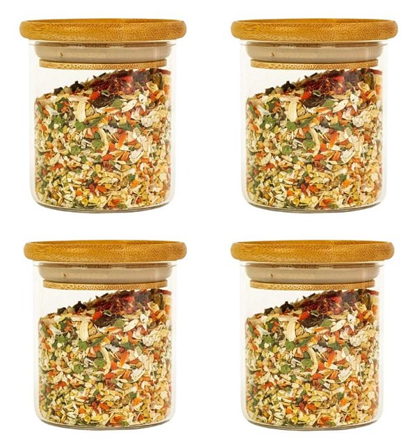 Pote De Vidro Empilhável Com Tampa De Bambu 200ml