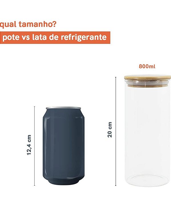 Pote De Vidro Empilhável Com Tampa De Bambu 800ml