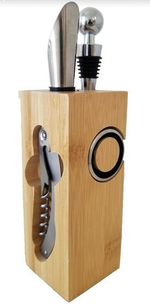 Jogo de Acessórios p/ Vinho Bambu Ecokitchen