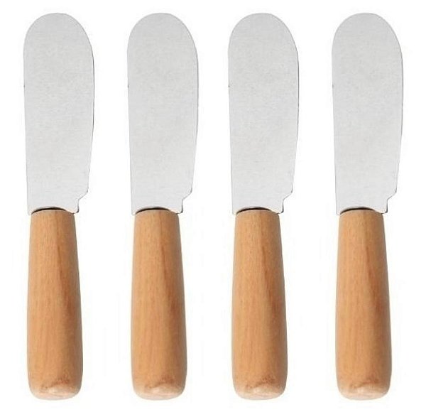 Jogo de Espátulas Inox c/ Cabo de Madeira