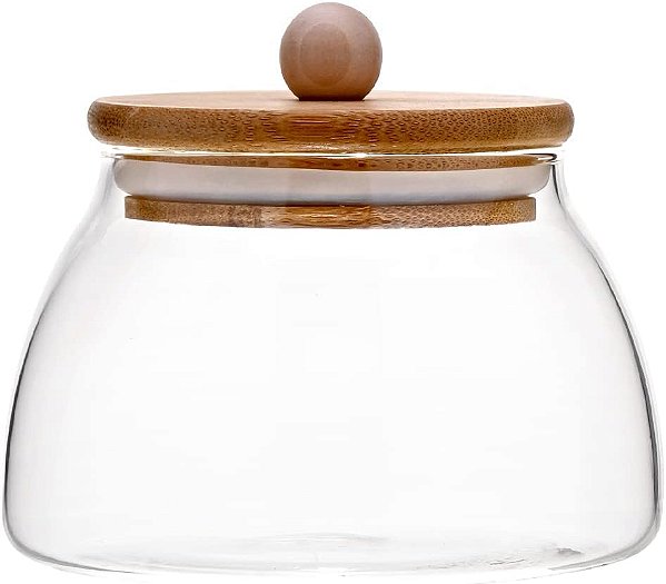 Pote de Vidro Borossilicato c/ Tampa de Bambu Ecokitchen 500ml
