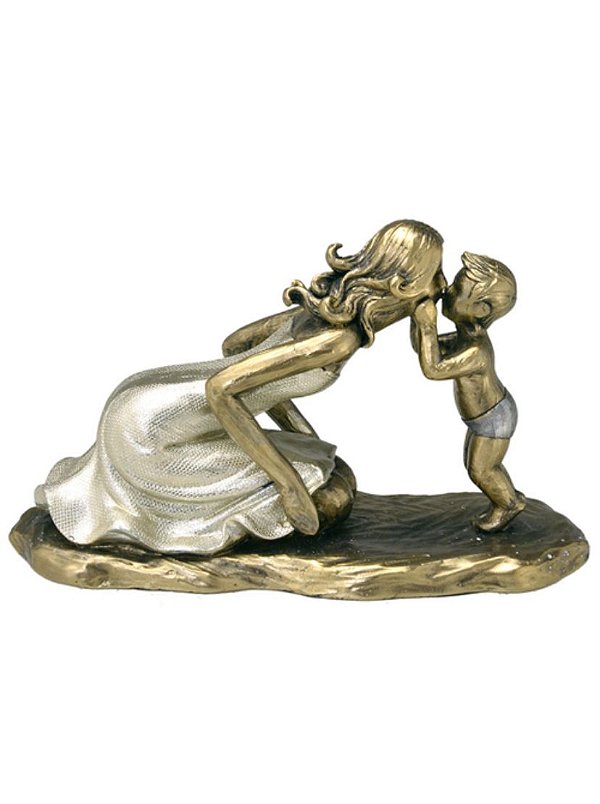 Estatueta Decorativa Mulher Menino Estatua Enfeite Luxo