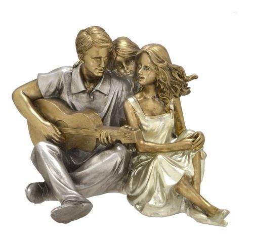 Estátua Decorativa Familia Em Resina Mãe, Pai, Filha