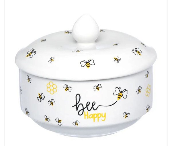 Manteigueira de Porcelana Branca Honey 10cm