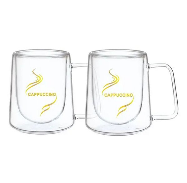 Dupla de Canecas Havana c/ Parede Dupla Vidro Boro 300ml - Hauskraft