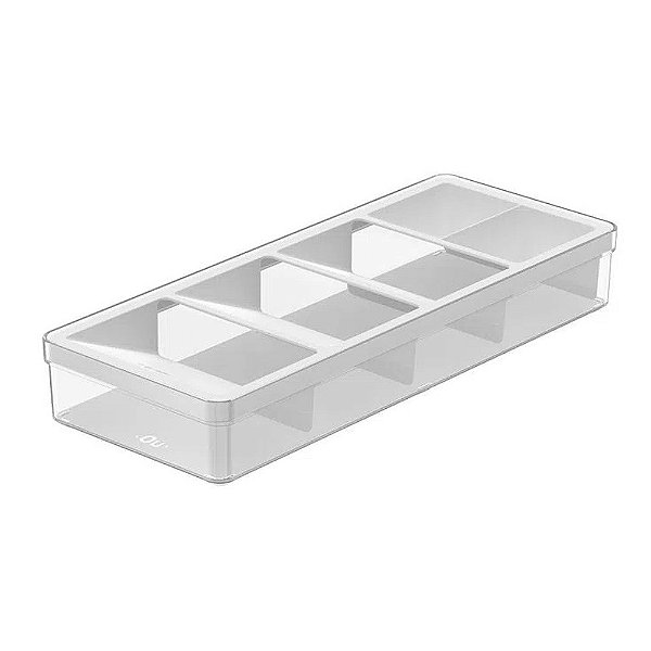 Organizador de Talheres Clear 37,5cm x 15cm x 5,6 cm Branco - Ou