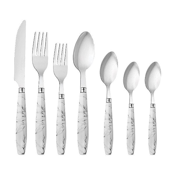 Faqueiro Mármore Haüskraft 42 Peças Branco