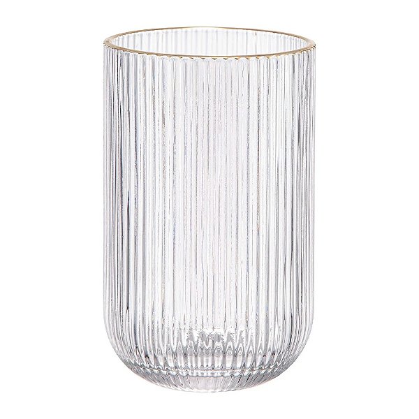 Jogo de 6 Copos em Vidro com Borda Dourada 425ml A12,8cm