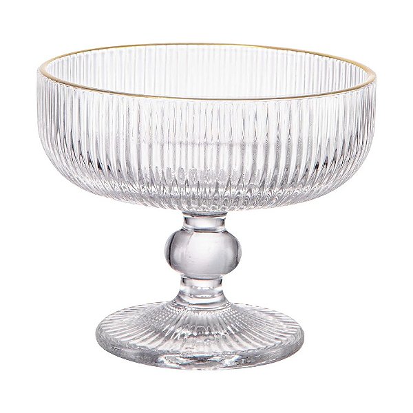 Jogo de 6 Taças para Sobremesa em Vidro com Borda Dourada 310ml