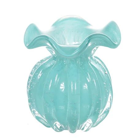 Vaso Decorativo Vidro Murano Azul Solido Claro 13cm