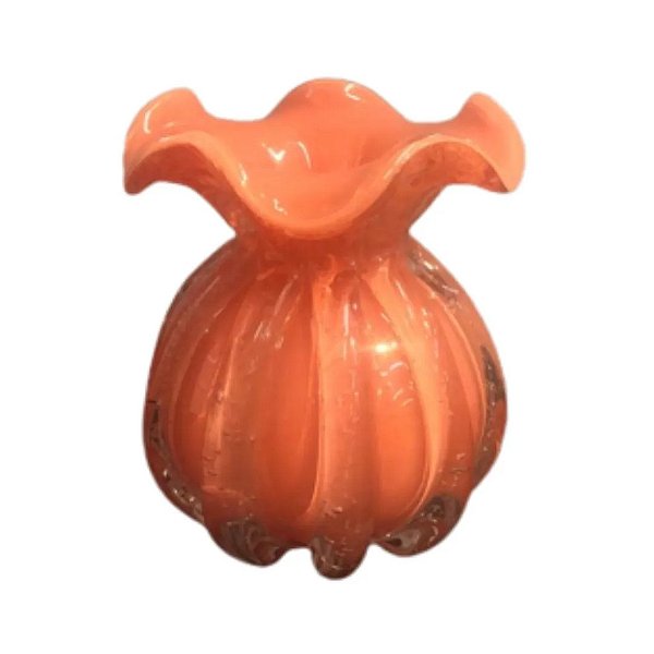 Vaso  Decorativa Vidro Murano  Laranja  Sólido 13cm