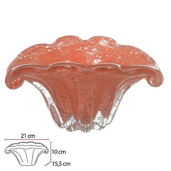 Vaso Vidro Murano Coral 10x21x15,5cm Florarte