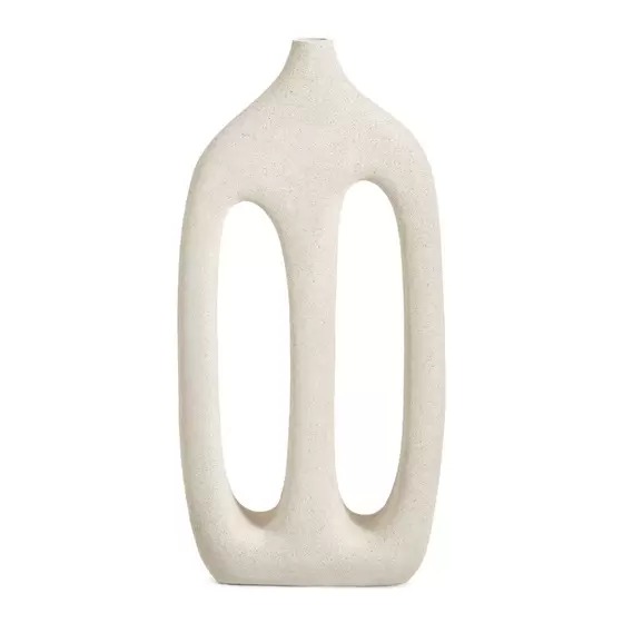 Vaso Minimalista  em Poliresina Off White  Mart  39cm