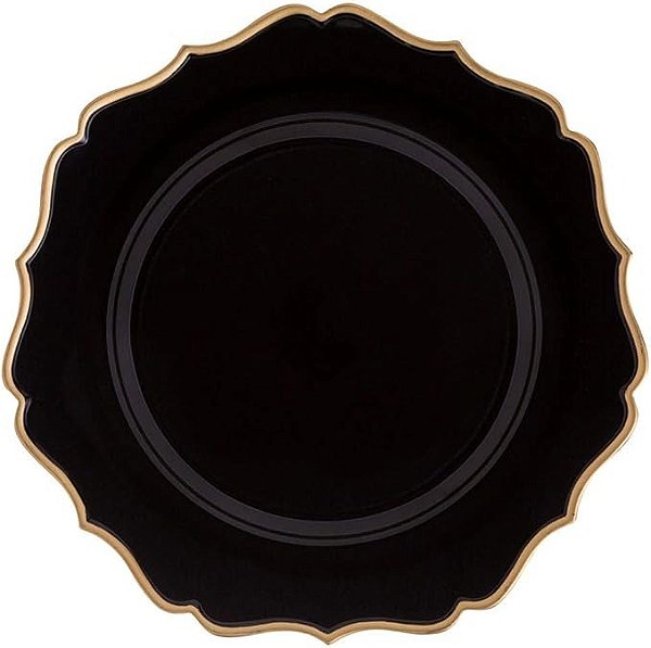 Sousplat Classic Rafimex Preto com Dourado