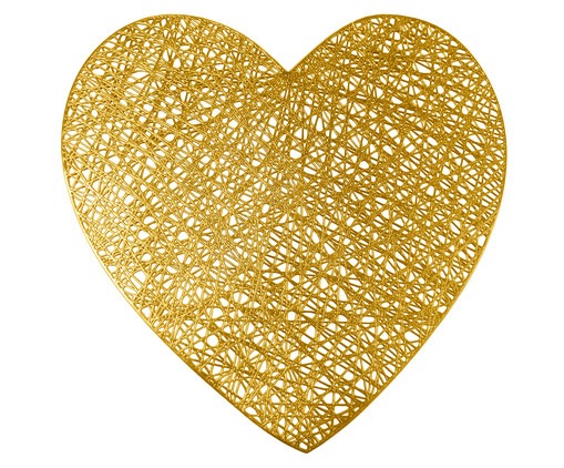 Lugar Americano De Pvc Coração Dourado