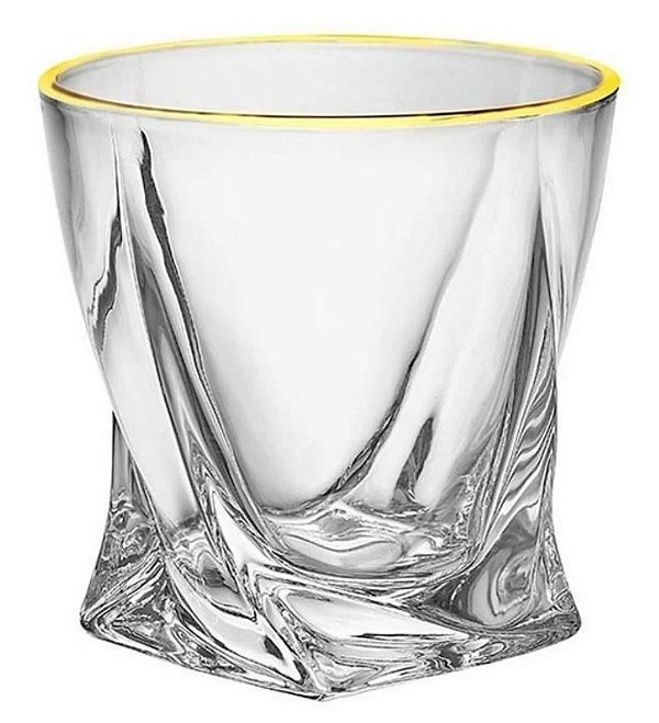 Cj 6 Copos Baixos c/ Borda Dourada 300ml