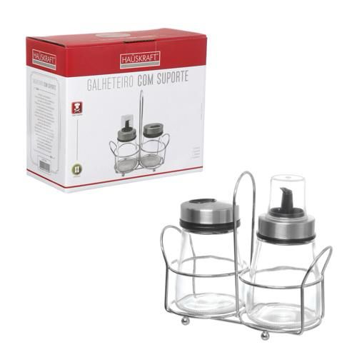 Galheteiro c/ Suporte de Vidro e Inox