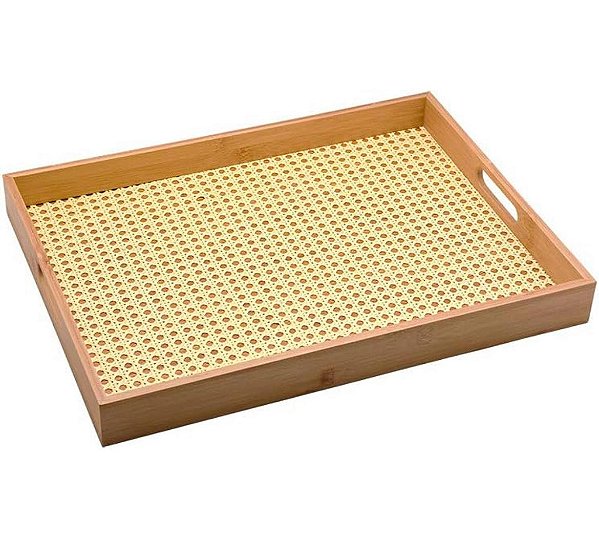 Bandeja Retangular de Bambu c/ Palhinha 48cm