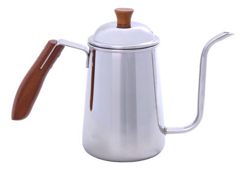 Bule Bico Fino Inox com Tampa Cabo de Madeira 700ml