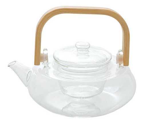 Chaleira Vidro Borossilicato com Alça de Bambu - 820ml