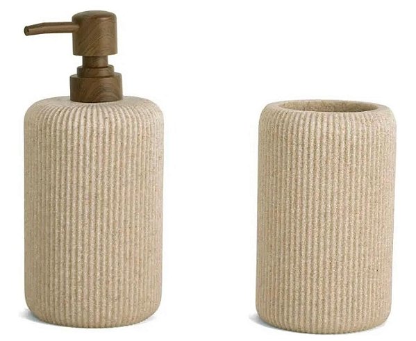 Kit Lavabo 2pcs em Poliresina Bege