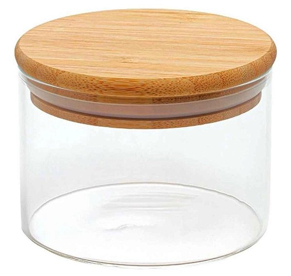 Pote Hermético Borossilicato c/ Tampa de Bambu 370ml