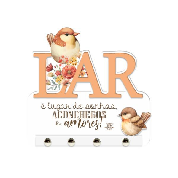 Gancheira Lar é Lugar de Sonhos... Passarinho 15X16,5