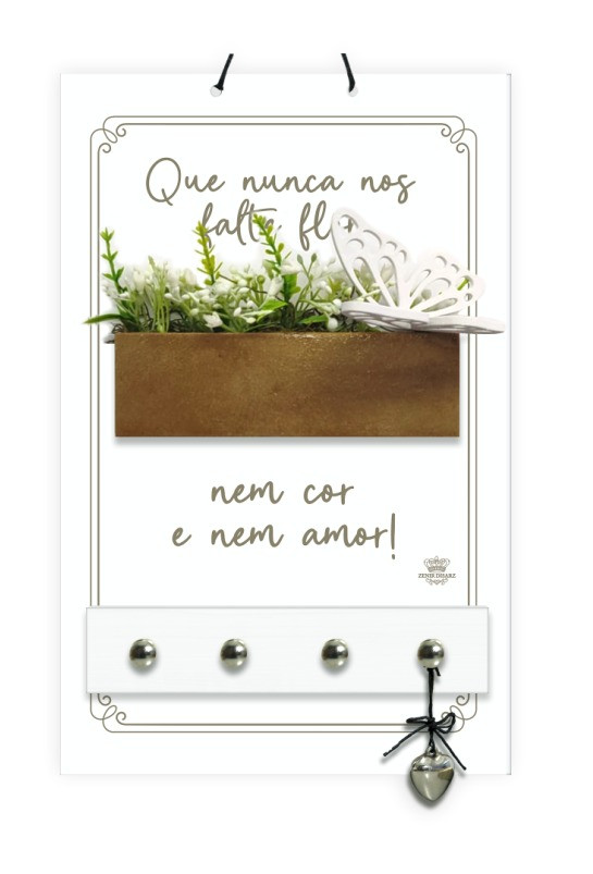 Porta-Chaves com Floreira que Nunca Nos...Aurora 28x18